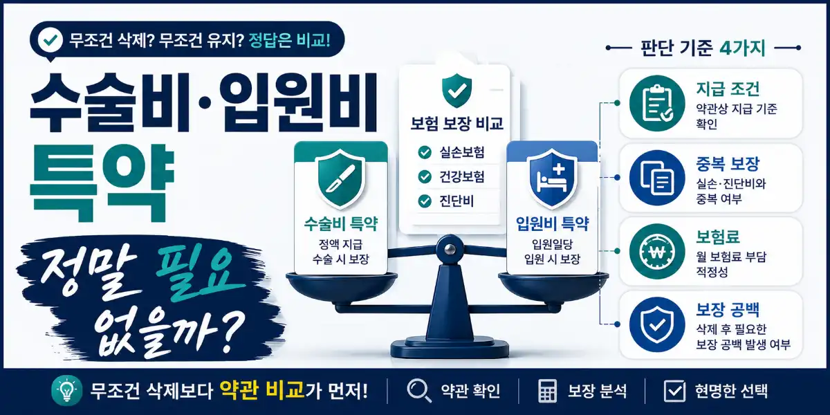 수술비 입원비 특약 유지와 삭제 판단 기준