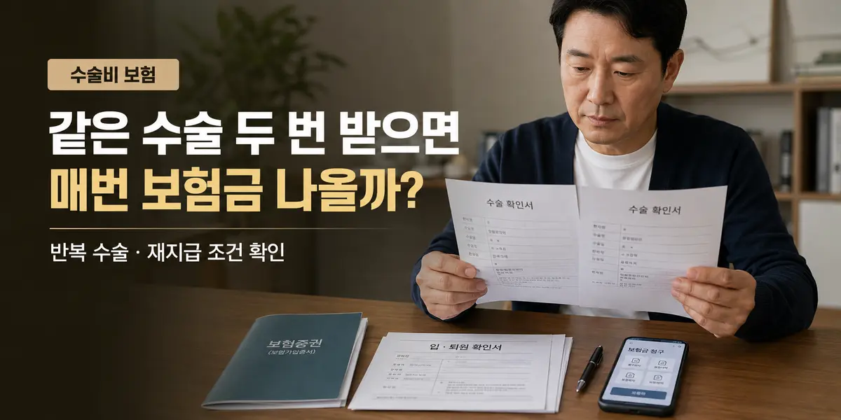 수술비 보험 같은 수술 두 번 반복 지급 조건 대표이미지